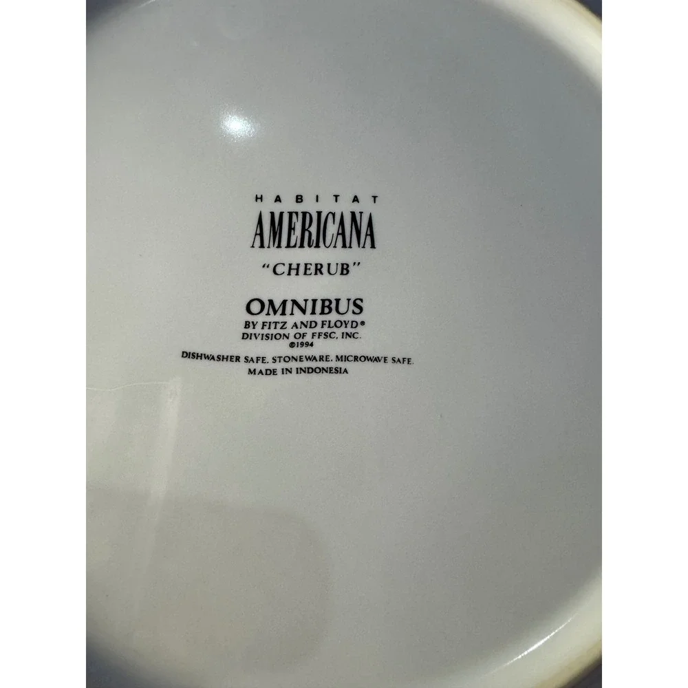 Omnibus Fitz and Floyd Habitat Americana Cherub Plate 1994 Vintage Angels 10.25